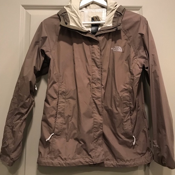 brown north face rain jacket